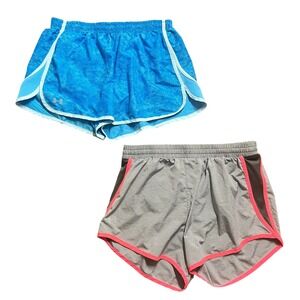 2 pair Under Armour Womens‎ Athletic Running Shorts Medium HeatGear Blue Gray